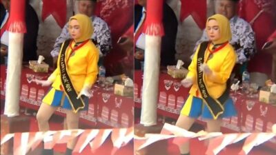 Mayoret Jilbab Kuning Rok Mini