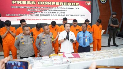 Polda Riau Amankan 76 Kg Sabu dan 41 Ribu Butir Ekstasi