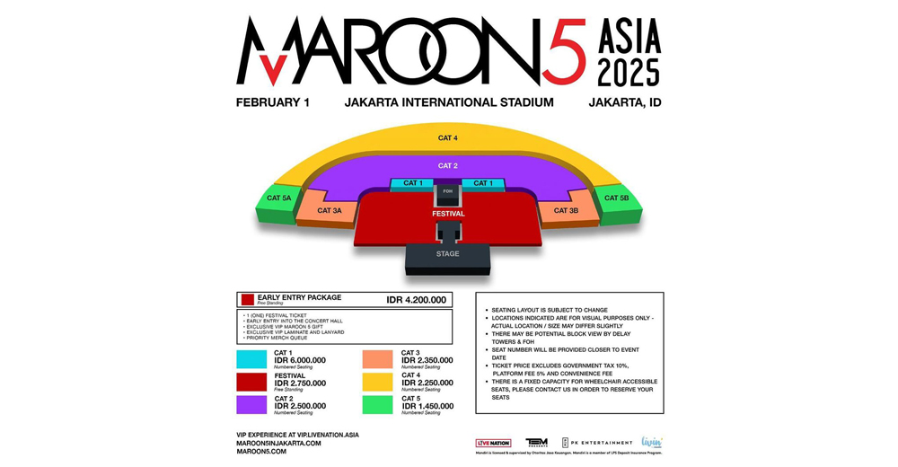 Tiket Konser Maroon 5 Jakarta
