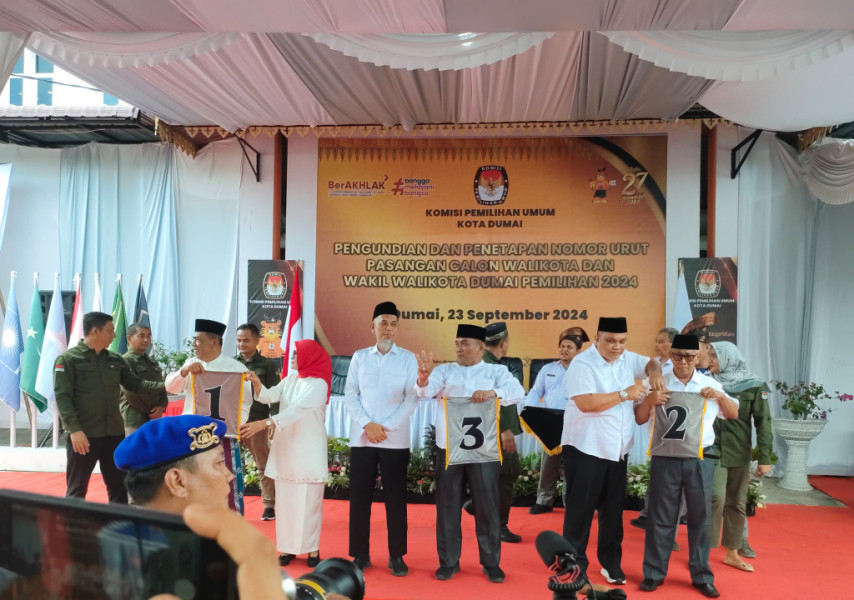 Ini Hasil Undian Penetapan Nomor Urut 3 Paslon Pilkada Dumai 2024