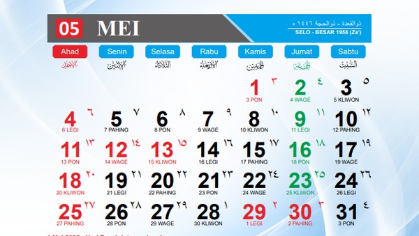 Kalender Libur Bulan Mei